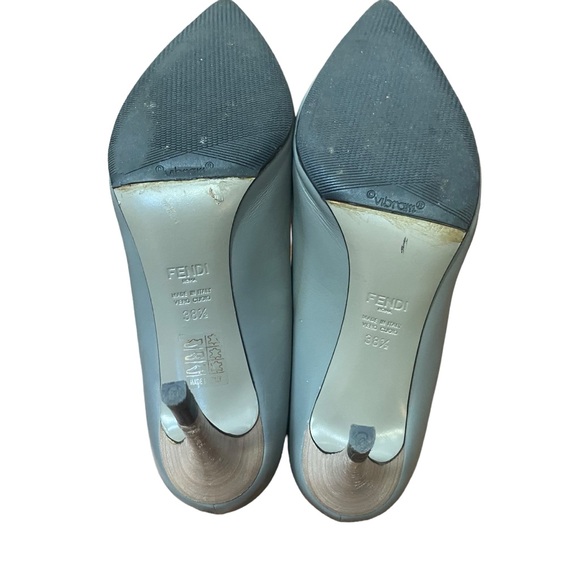 Fendi Gray Leather Stiletto Closed Toe Pumps Heels size 8 - Picture 10 of 12